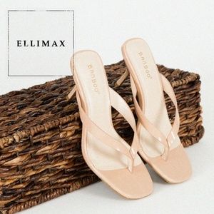 NEW🔥 Nude Open Toe Stiletto Heel Flip Flop Sandal